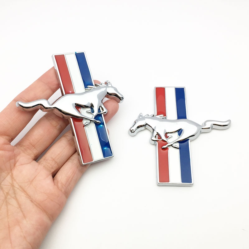 Set 2 Huy Hiệu Kim Loại 3D Trang Trí Xe Hơi Ford Mustang Shelby GT