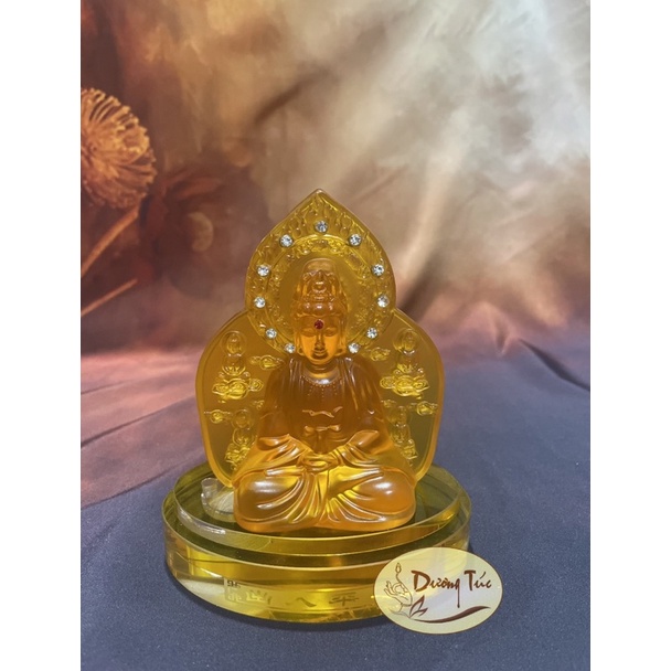 Tượng Phật Di Đà - Quan Âm - Chuẩn Đề ( tượng lưu ly ) hai mặt để xe hơi - ô tô