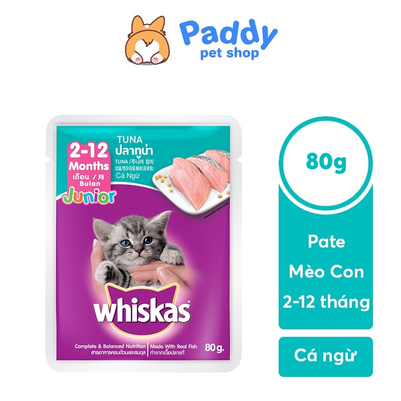 Combo Pate Whiskas Cho Mèo Con Vị Cá Ngừ 80g