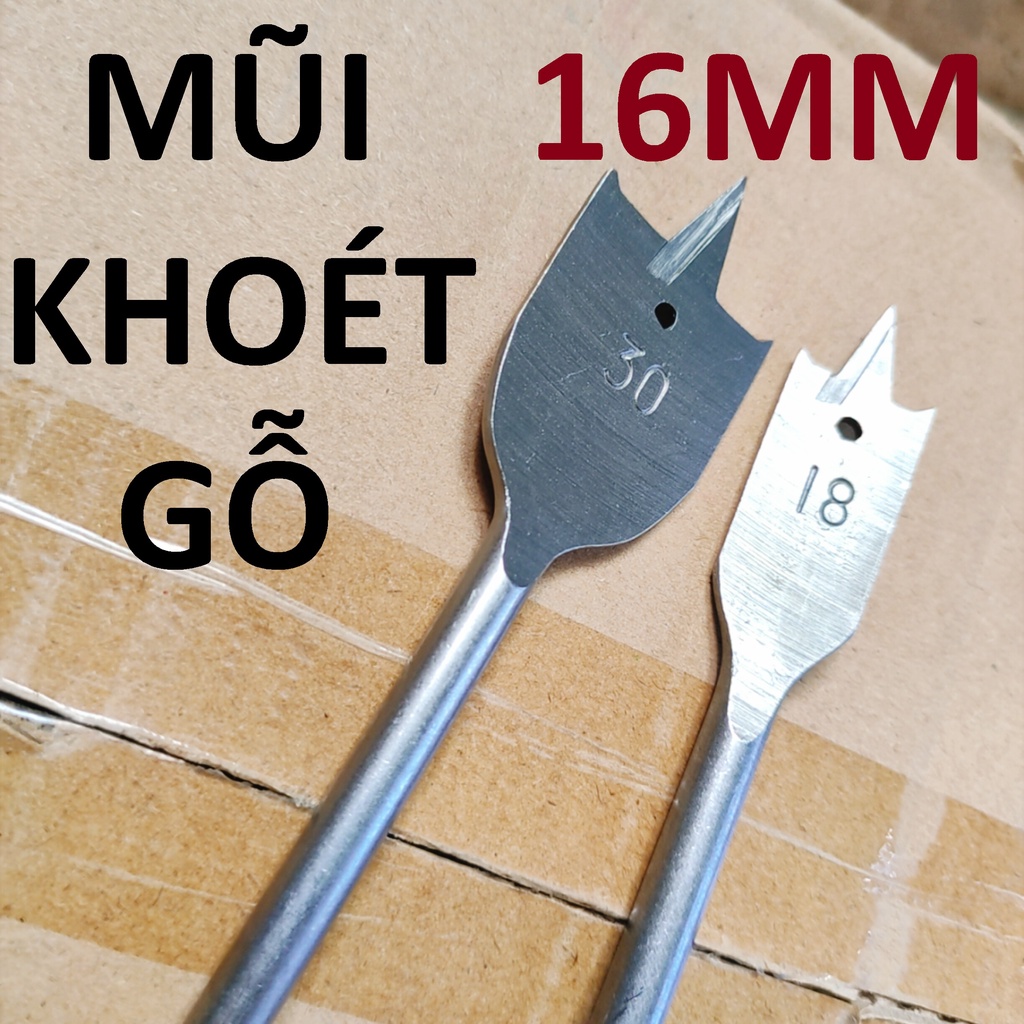 Mũi Khoan Khoét Lỗ Gỗ 16mm Hình Đuôi Cá Chuyên Dụng