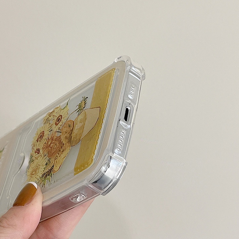 Ốp Điện Thoại Họa Tiết Hoa Hướng Dương Có Ngăn Đựng Thẻ Cho Iphone 14promax / 13mini 11 / 12pro 678Plus / xsmax / xr