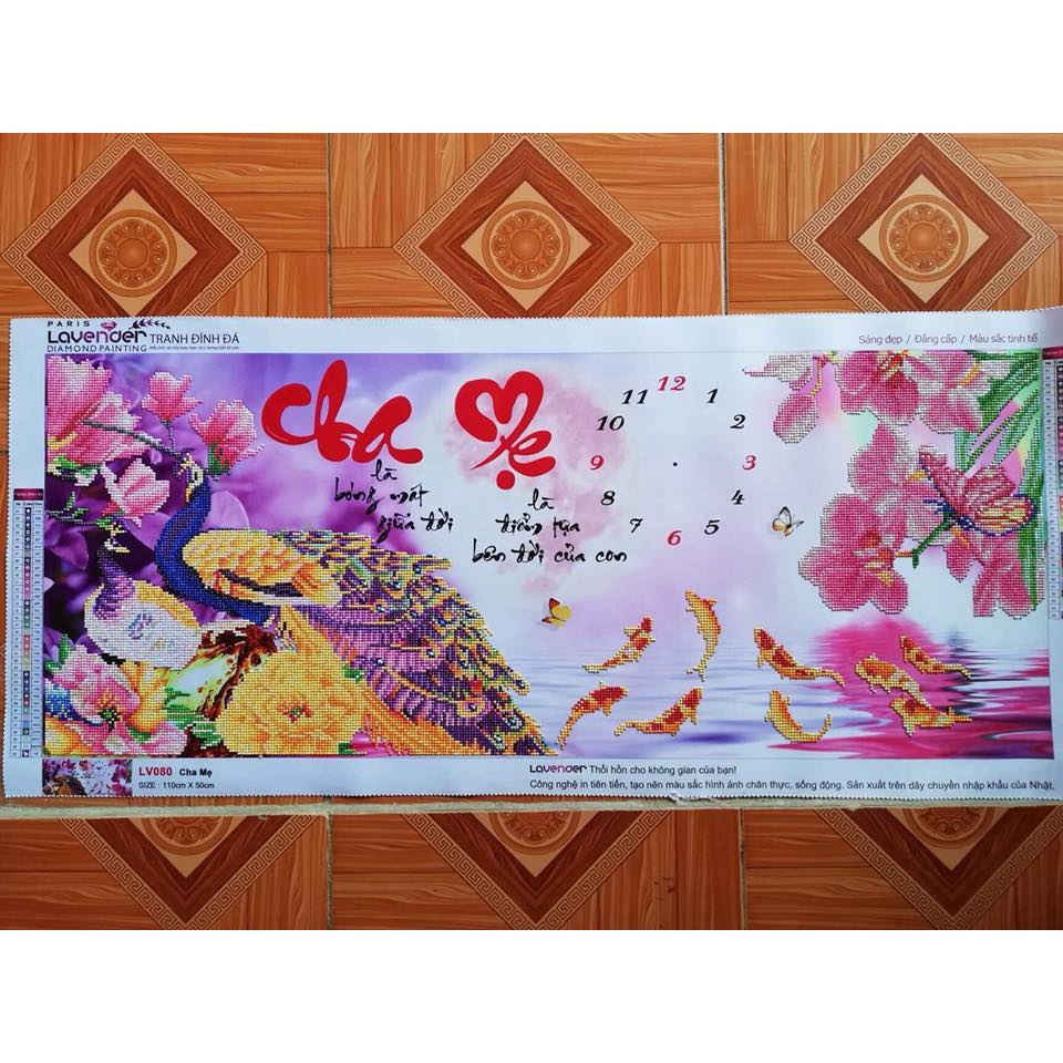 Tranh đính đá Cha Mẹ DF614, LV080 - chưa đính đá