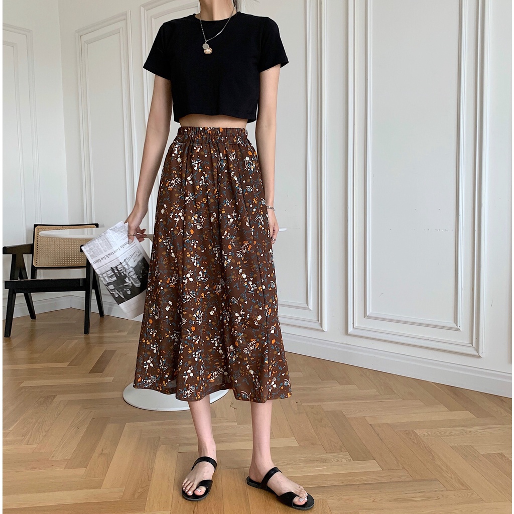 Chân váy hoa SUXI lưng cao thời trang dành cho nữ