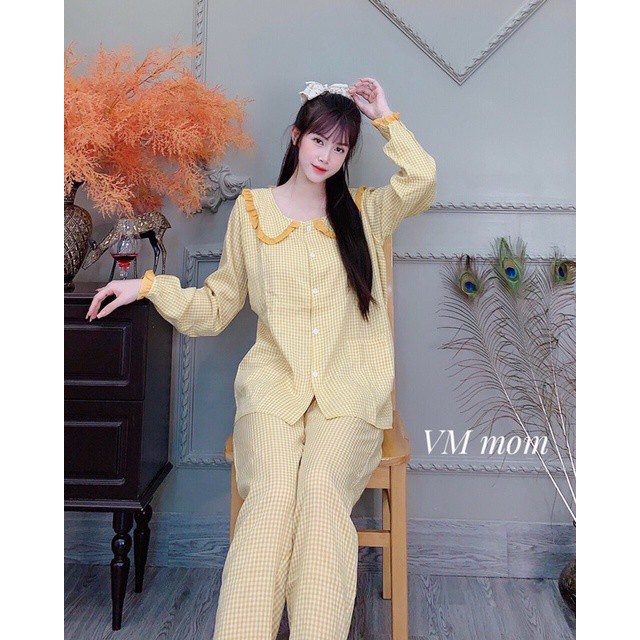 Bộ bầu chất đũi Hàn cao cấp️bộ sau sinh thiết kế sang chảnh️ có khóa cho con ti, quần có chun chỉnh️