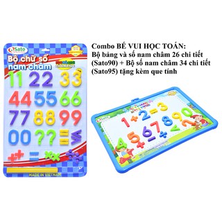 BÉ HỌC TOÁN - Combo Bộ bảng+chữ số nam châm+que tính học toán cho bé