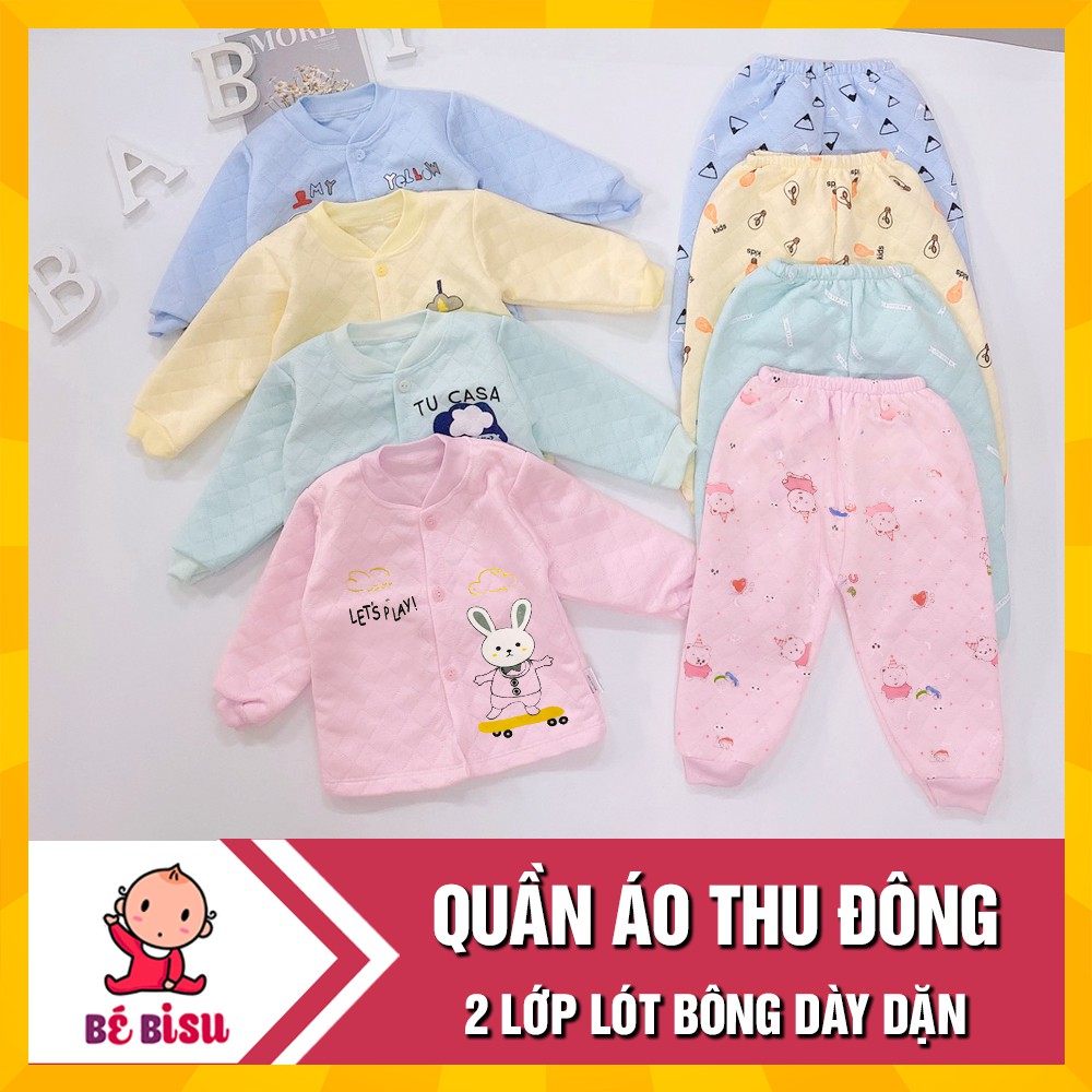 Bộ quần áo bông thu đông 3 lớp dài tay cho bé- BỘ XỐP Uyển CHI