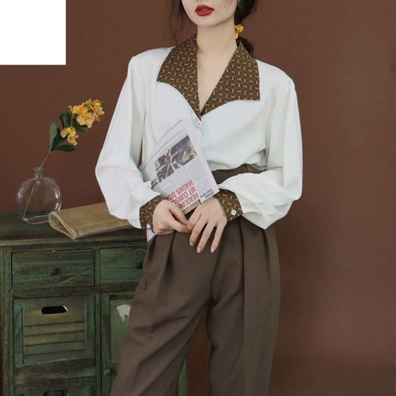 Áo Sơ Mi Dài Tay Form Rộng Thời Trang Vintage Cho Nữ