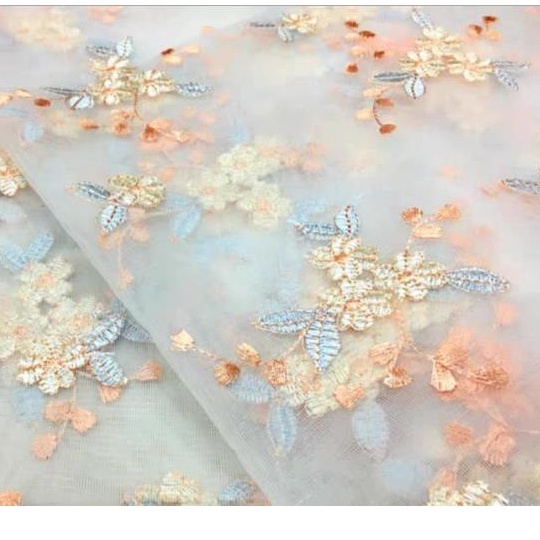 Tấm Vải Ren Lưới Thêu Hoa Nhỏ 1 Yard Dùng May Đầm DIY Tiện Dụng