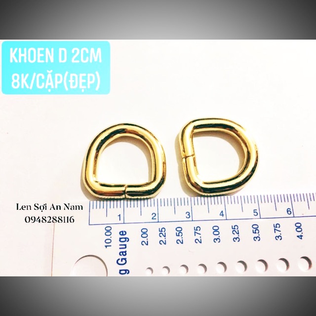 Khoen D Số 5 (đẹp) - Ngang 2,3cm x Cao 2cm - Phụ kiện túi xách - Phụ kiện thủ công Handmade