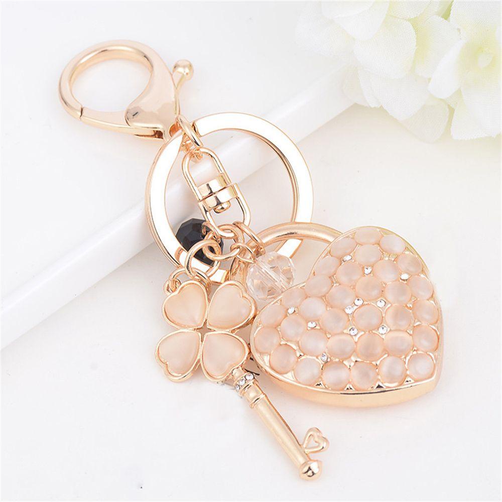 QUINTON Simple|Key Pendant Car Accessories Keys Holder Love Heart Keychain Packaging Decoration Interior Accessories Fashion Metal|Backpack Pendant Women's Bag Charm Key Ring/Multicolor