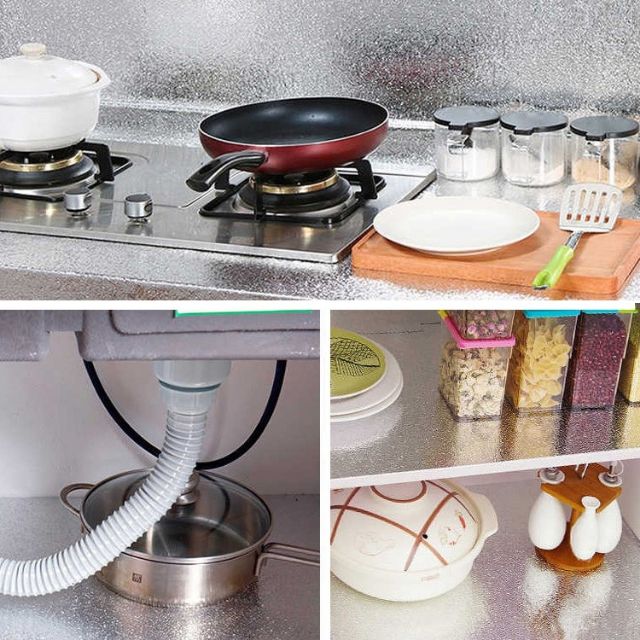 Giấy bạc dán nhà bếp, giấy lót tủ chống thấm 3mx0.6m