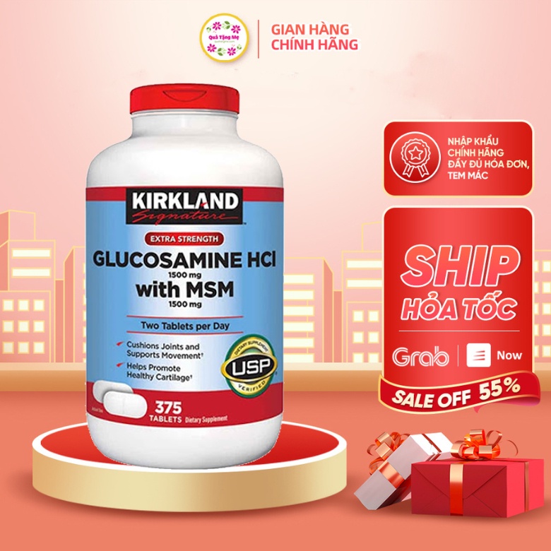Viên uống giảm đau nhức xương khớp kirkland signature glucosamine with msm, hộp 375 viên Healthy Care quatangme