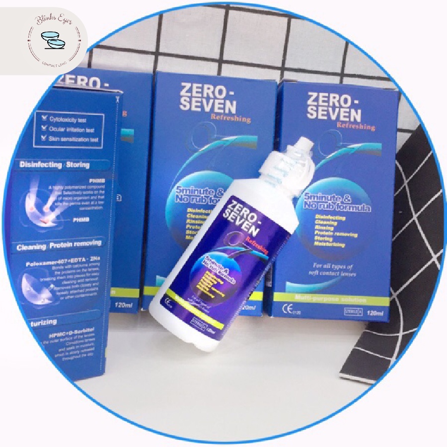 Nước Ngâm Lens Zero Seven 120Ml Dùng Khử Khuẩn Rửa Kính Áp Tròng Hàng Ngày An Toàn Cho Mắt Blinks Eyes Youngone