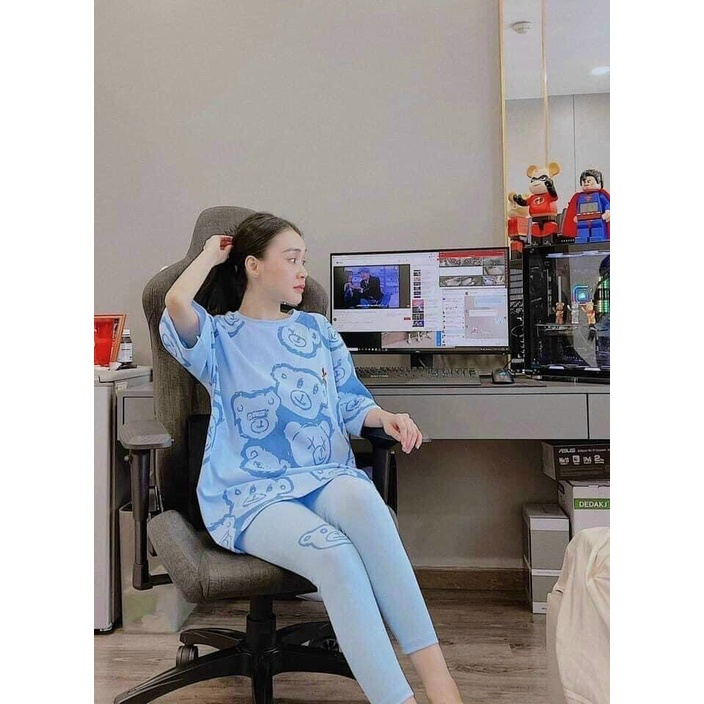 Đồ bộ thun tici họa tiết gấu trẻ trung, cá tính, chất liệu vải cotton cao cấp, mềm mại - 𝑲𝒉𝒐 𝒔𝒊̉ 𝑺𝒂̀𝒊 𝑮𝒐̀𝒏