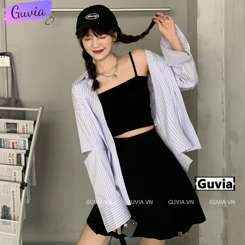Áo Croptop 2 DÂY VẢI Phong Cách, Áo kiểu nữ chất vải tốt mặc đẹp nhiều màu GUVIA CR74