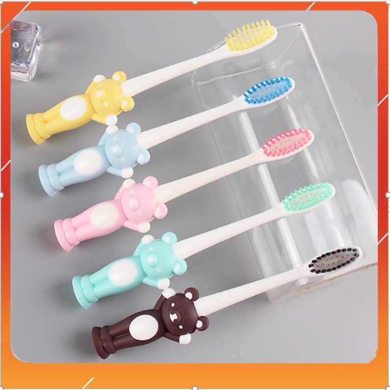 Set 4 bàn chải đánh răng trẻ em hình thú - bàn chải trẻ em lông tơ siêu mềm cho bé yêu