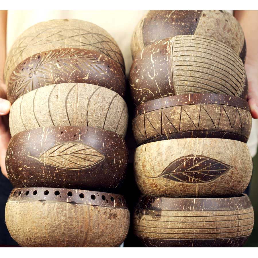 Tô/Bát hoa văn gáo dừa ăn salad rất xinh