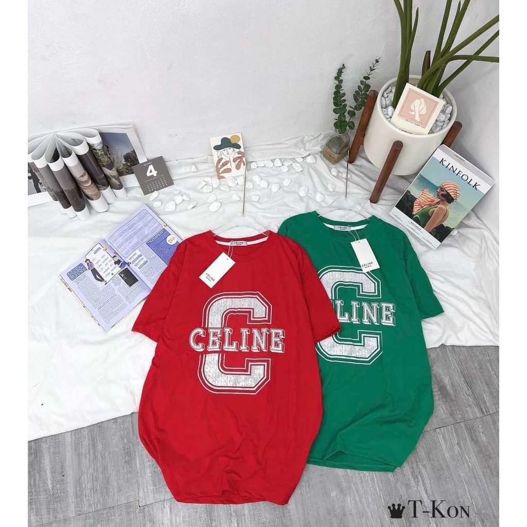 Áo thun nữ phông cotton cổ tròn CELE màu đỏ hot trend 2022 from rộng dáng giấu quần