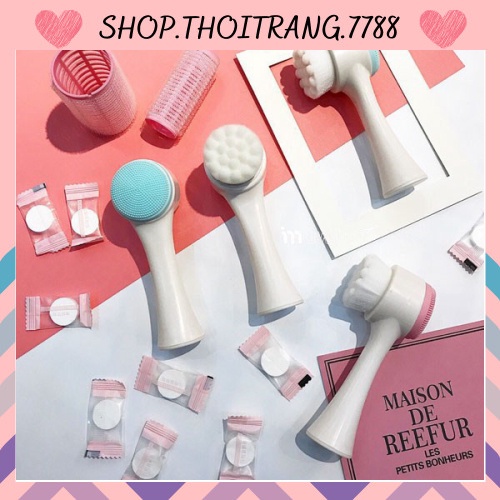 Cọ Rửa Mặt 2 Đầu Bằng Silicon Mềm Mịn Massage Làm Sạch Da 88179
