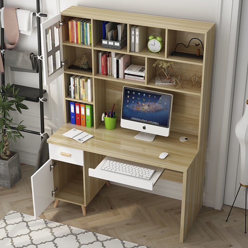 ❇❒Bàn máy tính Bắc Âu tủ sách kết hợp sinh viên nhà một phòng ngủ đơn giản viết