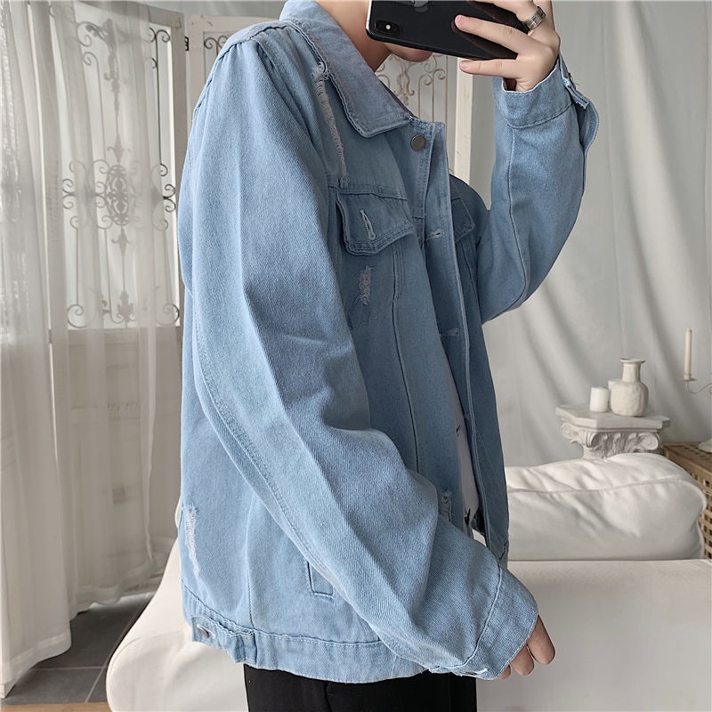 Áo khoác jean denim nam nữ unisex form rộng K9, áo khoát jacket nam nữ phong cách đường phố J06