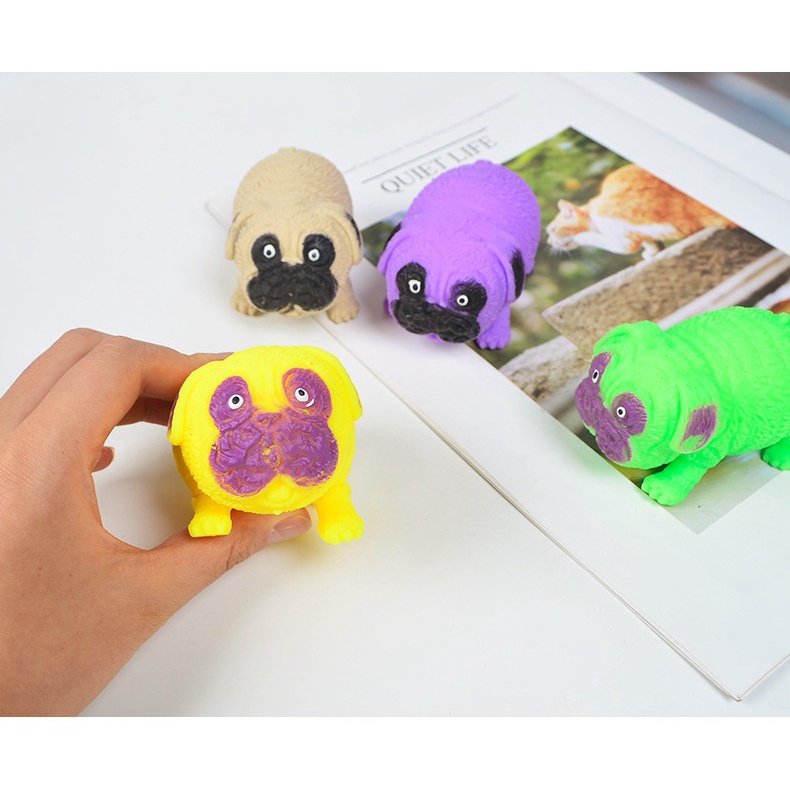 Squishy Mochi hình chó pitbull màu mè đồ chơi bóp tay mềm mịn dễ thương chân thực giảm stress co dãn đàn hồi ngộ nghĩnh