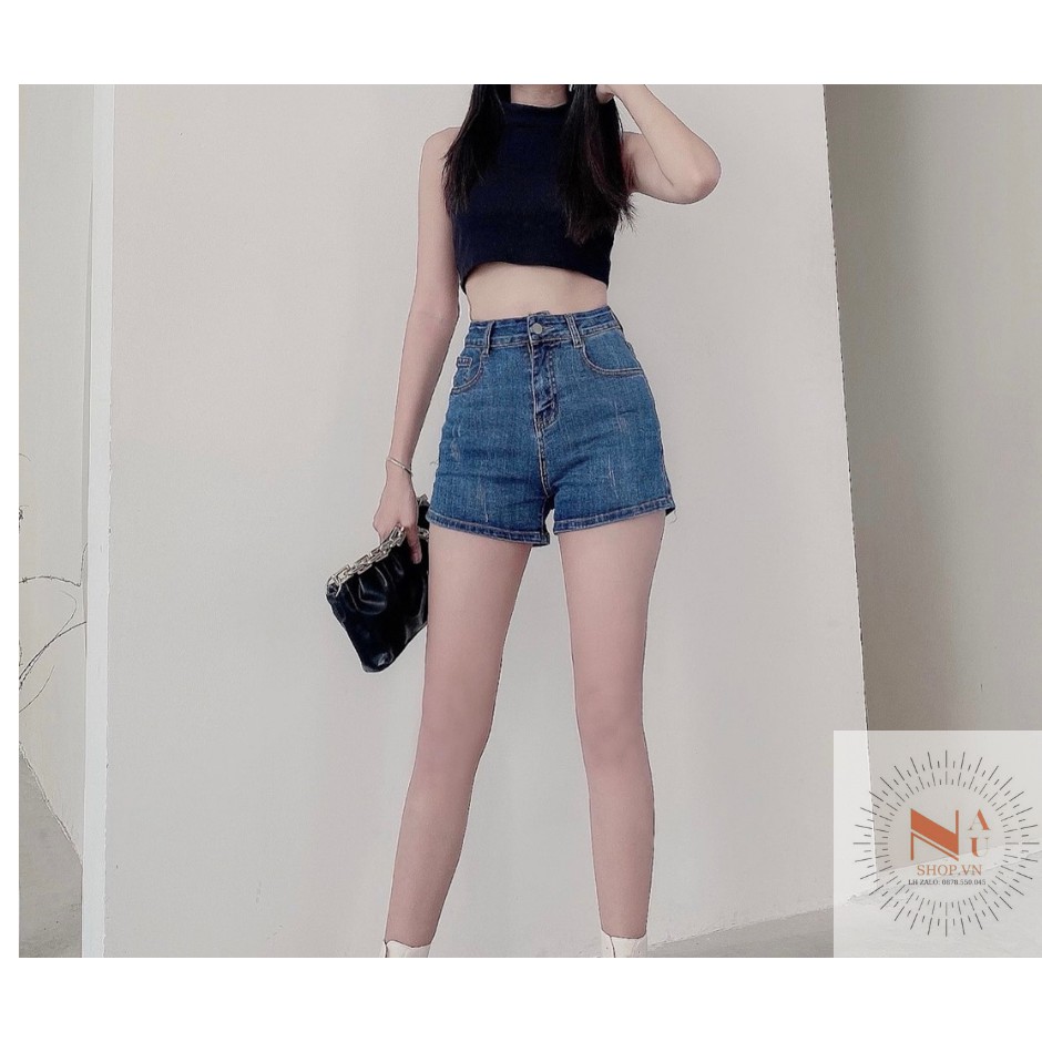 Quần Jeans Đùi ❤FreeShip❤ lưng cao KAVO BLUE cho nữ co giãn 4 chiều, Mã: SOOC 38