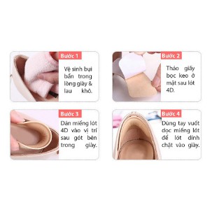 Lót gót giày 4D chống rộng, chống trầy gót, êm châm, chống rớt gót  Heel Liners