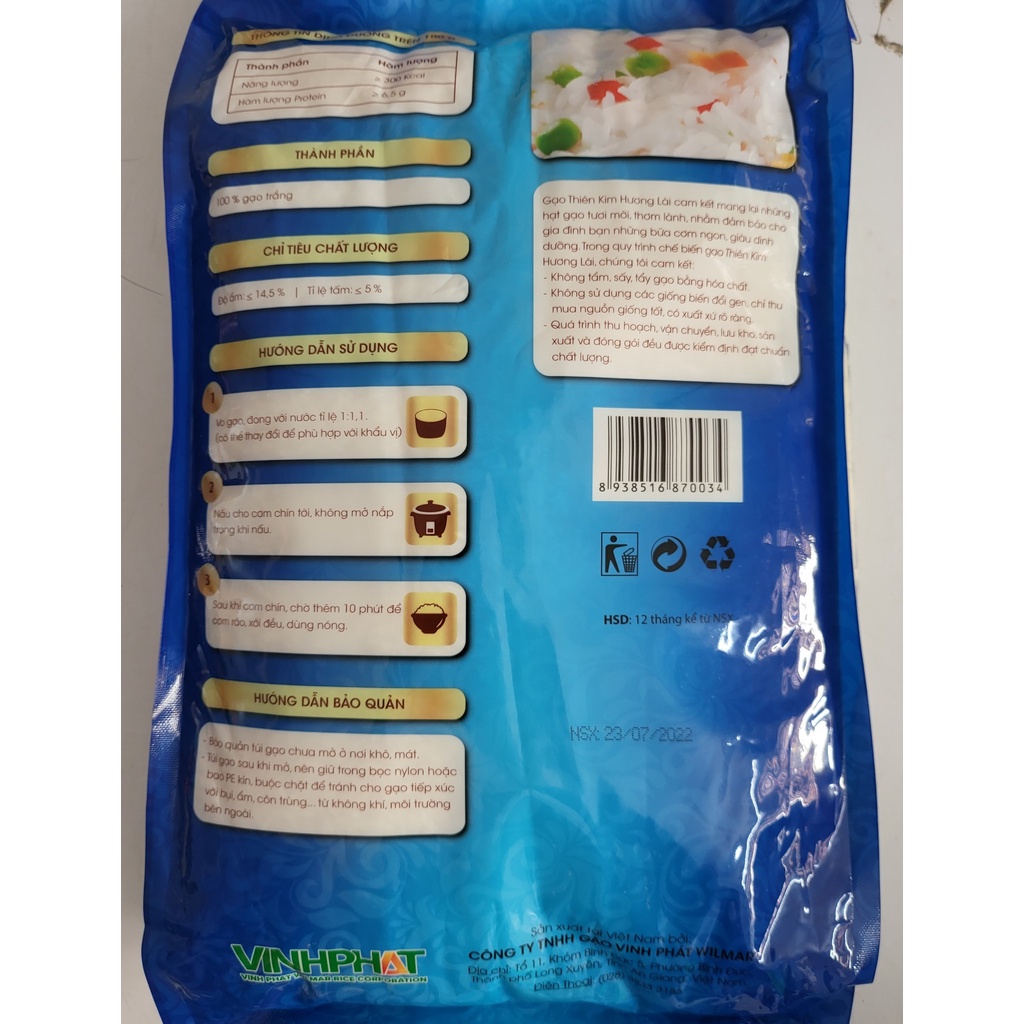 [Túi 5Kg – nhãn XANH] GẠO HƯƠNG LÀI [VN] THIÊN KIM Jasmine Rice