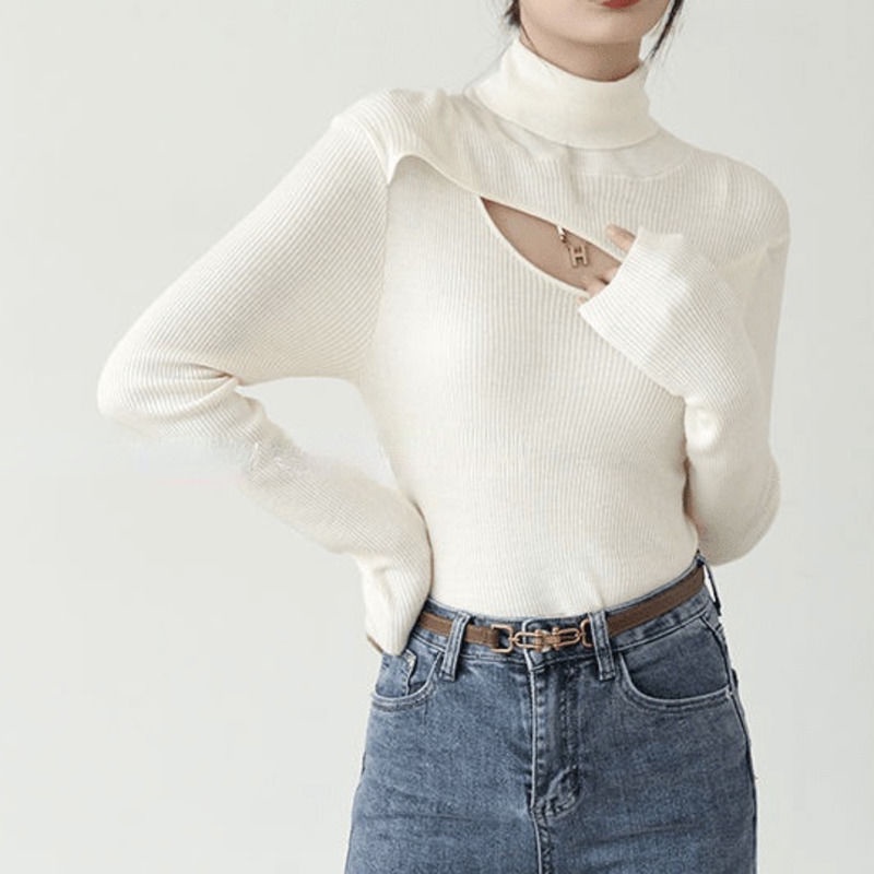 Áo len cổ cao tay dài mềm mại thời trang thu đông