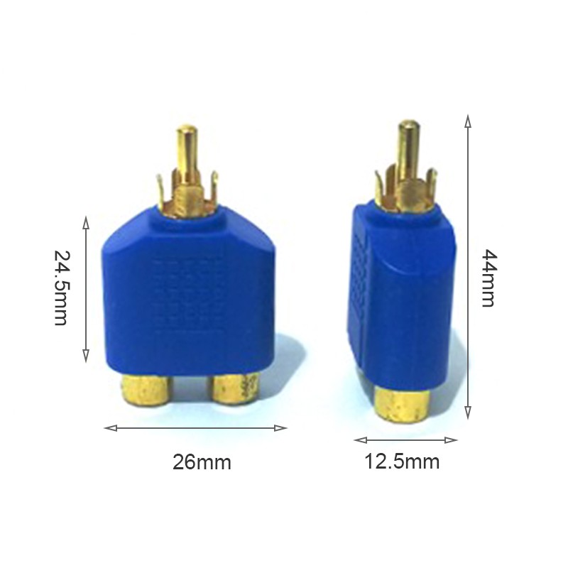 1 chiếc - Đầu chia AV 1 ra 2 loại mạ đồng - RCA male to 2 RCA female adapter