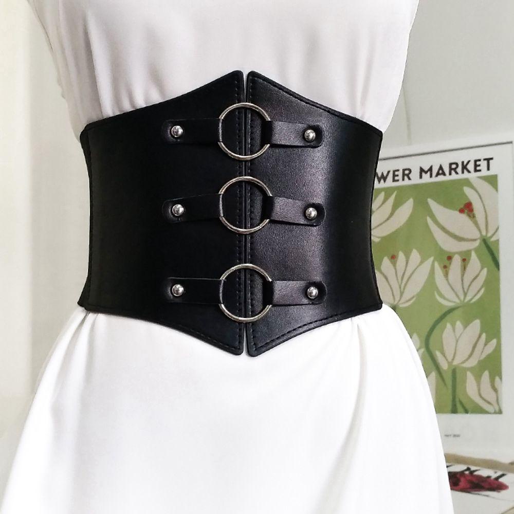 Thắt Lưng Bản Rộng Có Khóa Kim Loại Phong Cách Vintage Cho Nữ
