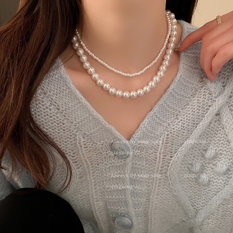 DREJEW Vòng cổ mặt ngọc trai lớn phong cách độc đáo thời trang Pháp cổ điển dễ phối đồ dành cho nữ