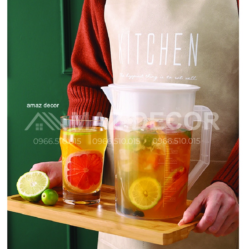 LOẠI 1 Ca Ly đong nhựa NẮP TRẮNG pha chế định lượng 5000ml, Ca Đong 5L đong chia vạch rõ ràng đẹp dày dặn