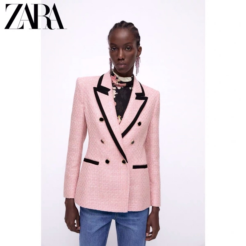 Áo khoác dạ cổ vest Zara xuất dư