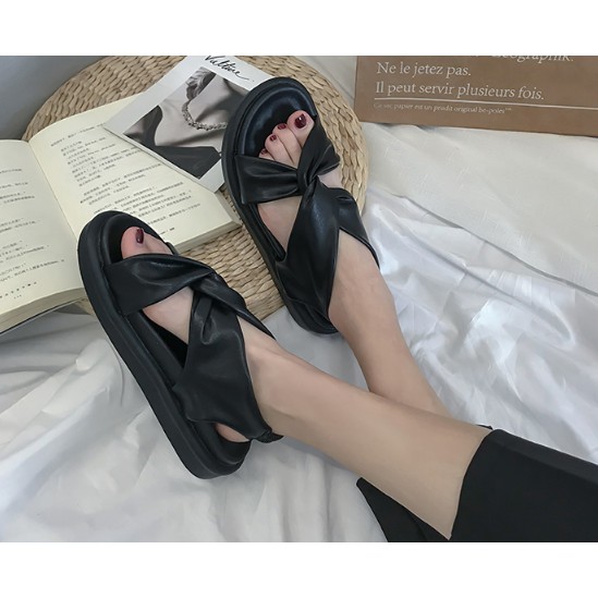 D461- sandals nữ quai chéo bản to đế thấp đi êm chân, sandals đế bánh mì