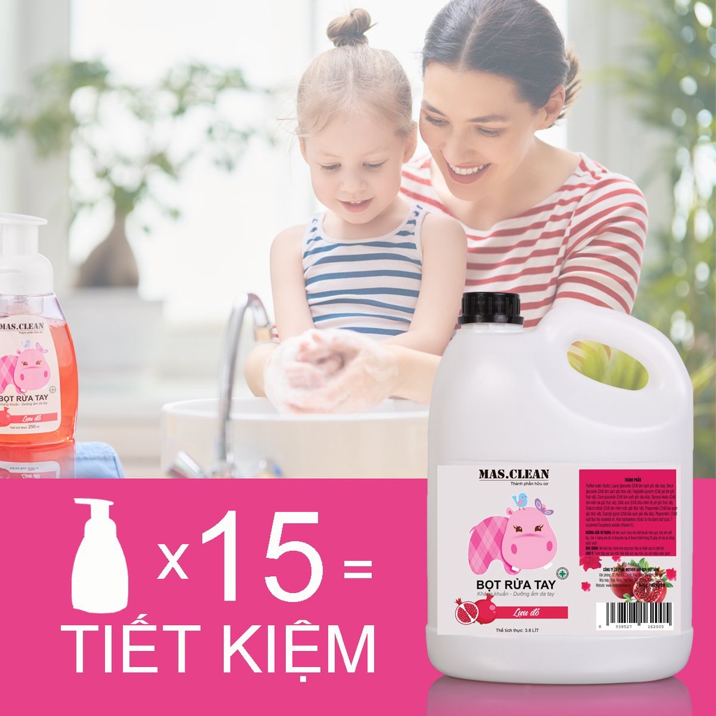 Nước rửa tay bọt Mas.Clean - can 3.8L