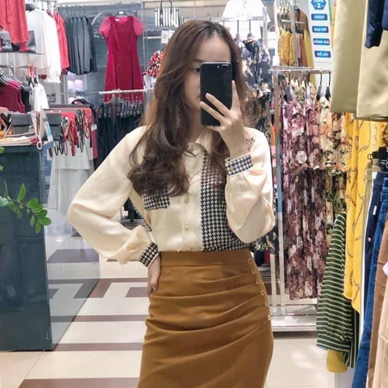 Áo sơ mi cổ đức cài cúc in họa tiết lưng Emspo SML2547