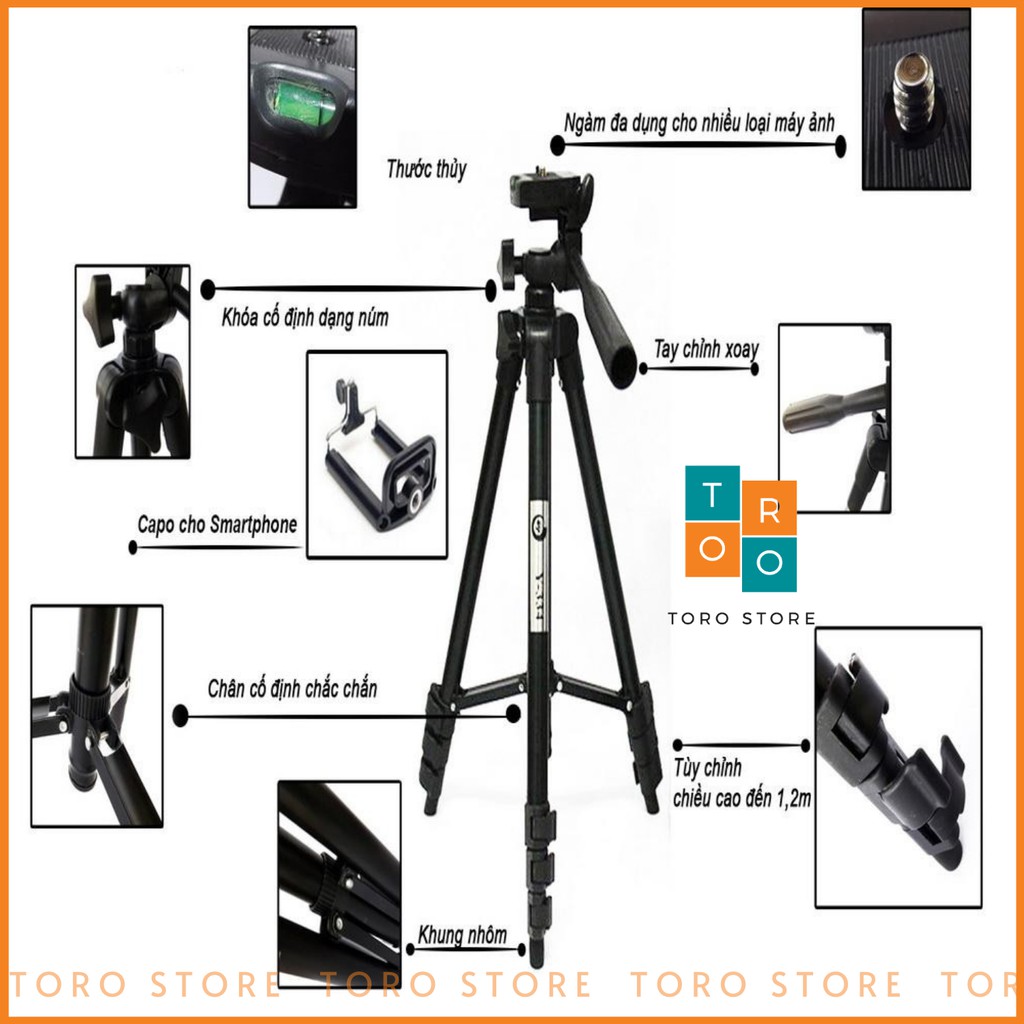 Chân máy ảnh Tripod TF 3120, Giá Đỡ Điện Thoại