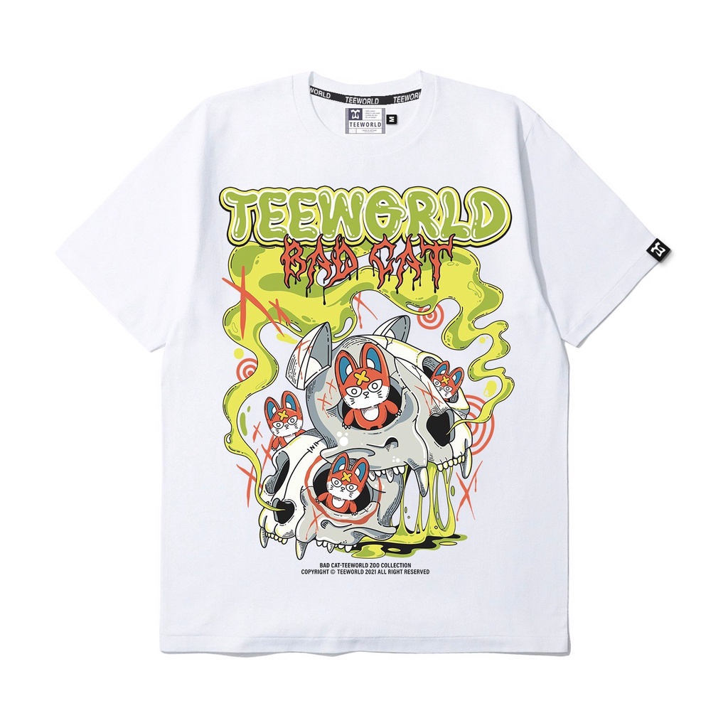Áo thun Teeworld Bad Cat Skull - TW Zoo Collection T-shirt Form Rộng Unisex Nam Nữ