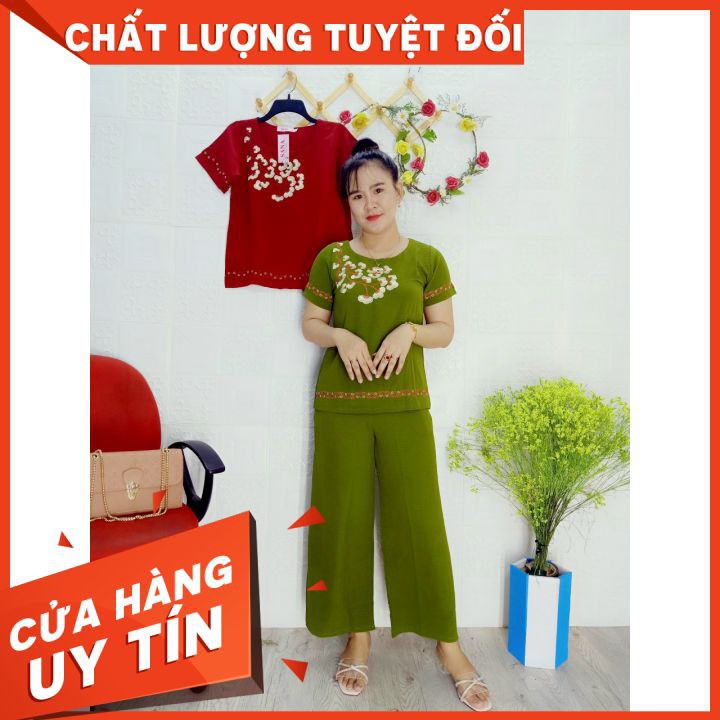 [ GIẢM GIÁ HÔM NAY ] Bộ Trung Niên 9 Tấc Thêu Hoa Cao Cấp