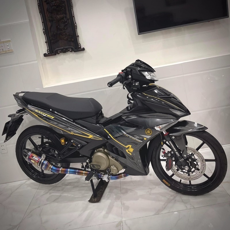 Pô AHM M3 titan - Bạc gắn Ex, Winner, Sirius, Raider, Satria, Wave, Drem...Tặng Kèm Tiêu Tiện CNC