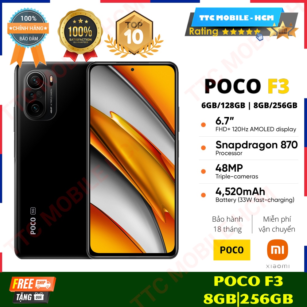 Điện Thoại XIAOMI POCO F3 8GB|256GB / 6GB|128GB Snapdragon™ 870 5G - BH 18 THÁNG