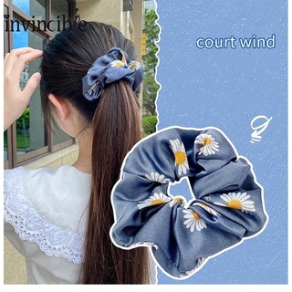 Cute Daisy Satin Large Intestine Hair Tie/ Retro Super Fairy Hair Ropes/ INS Solid Color Elastic Hair Scrunchies