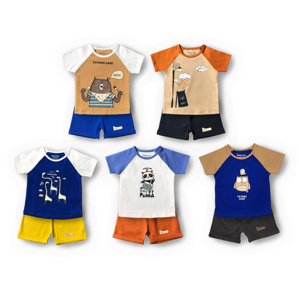 Bộ Quần Áo trẻ em Raglan Thời Trang FatherCare Cộc Tay Cotton - In Hình