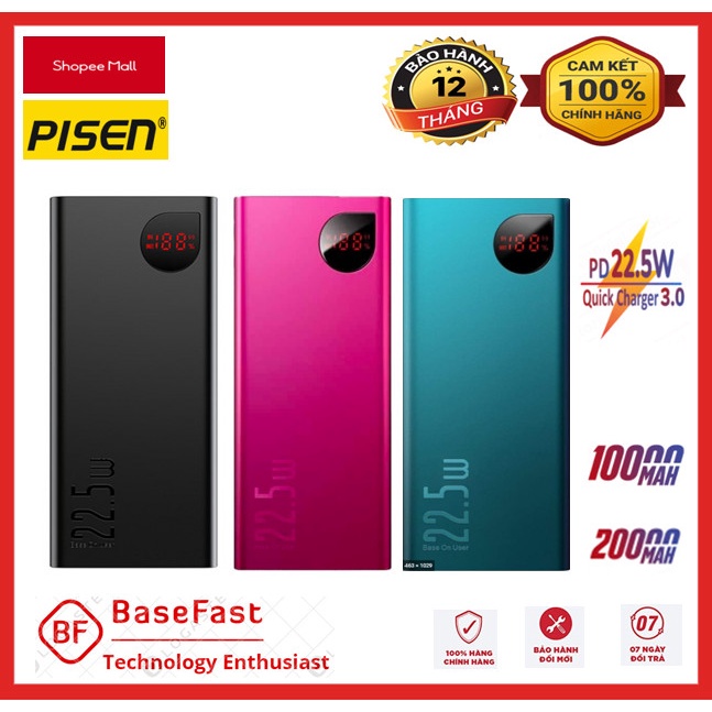 Pin sạc dự phòng Baseus 20000mAh Adaman Metal Digital Display Quick Charge 22.5W - Hàng chính hãng
