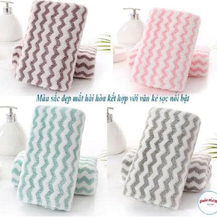 Khăn Mặt Lông Cừu Xuất Hàn Vân Kẻ Sọc