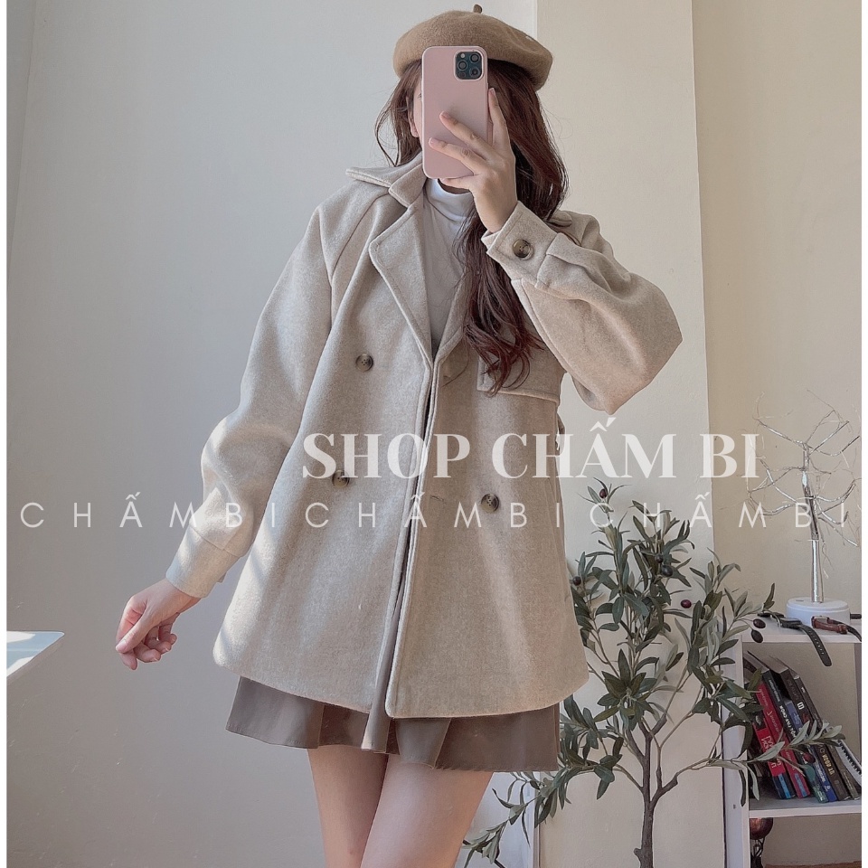 Áo Khoác Dạ Trơn Tay Bo Túi Chéo Dày Ấm Freessize&lt;60kg - A.121 (có dây đai)