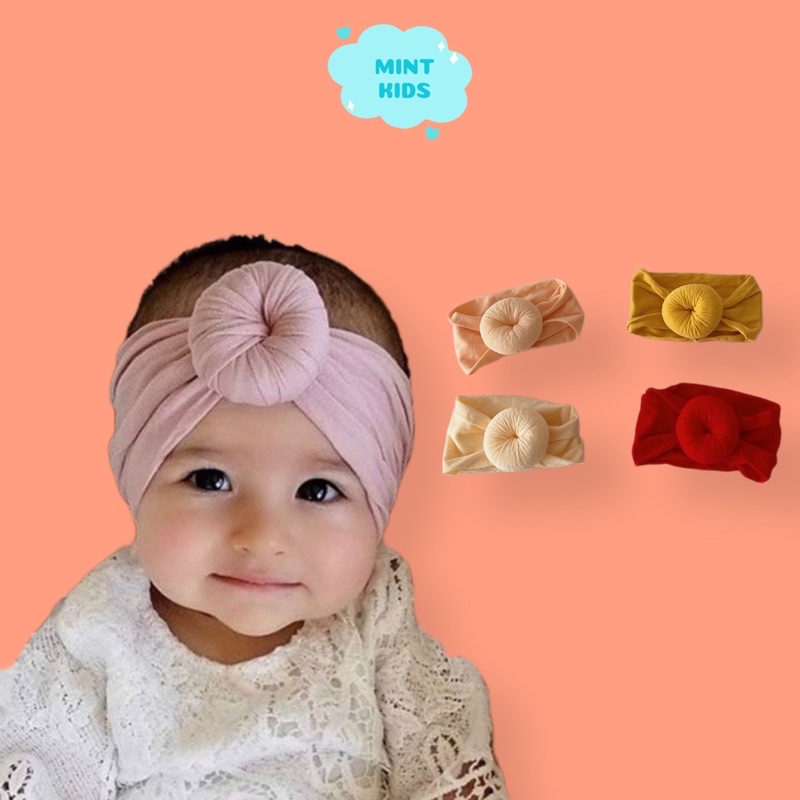 Băng đô turban tròn phong cách Ấn Độ duyên dáng, cotton mềm mịn cho bé yêu