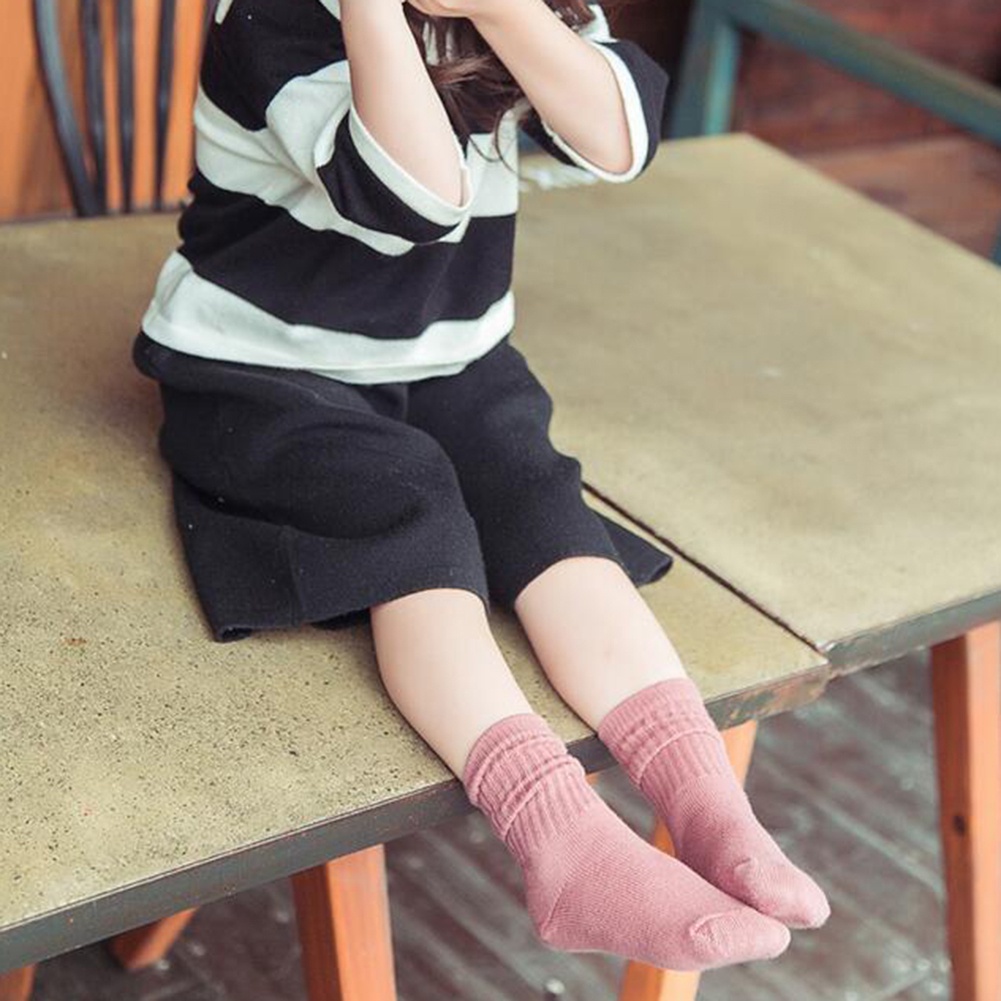 Tất Chân Cotton Cổ Cao Màu Trơn Mềm Mại Dành Cho Bé